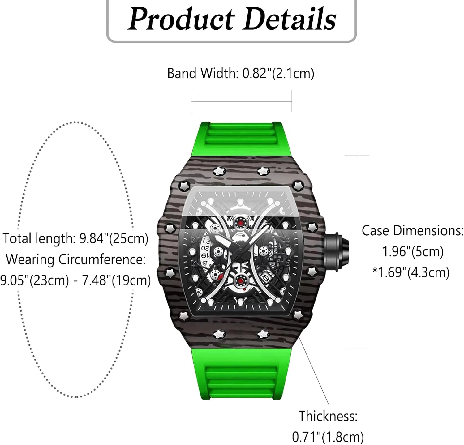 Casual Dress Quartz Analog Waterproof Luminous monogamous accuse second nostalgia Date Men's Watch OIDEA Tonneau Wrist Watches for Men: Steampunk Adjustable Red Silicone Strap Sports Wristwatch Business 