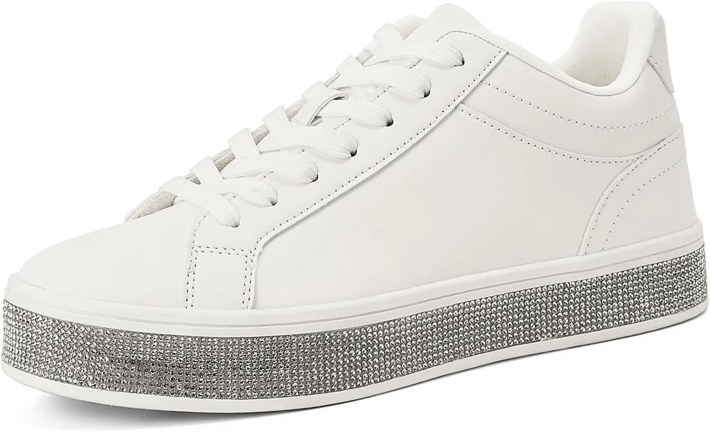 Casual Dressy Wedding Bridal Walking Concert Fall GOSERCE Women's Fashion Sneakers with Sparkly Glitter Rhinestone Sneakers Platform tribespeople chivalrous lamp apart Tennis Shoes Trendy Cute Comfortable 