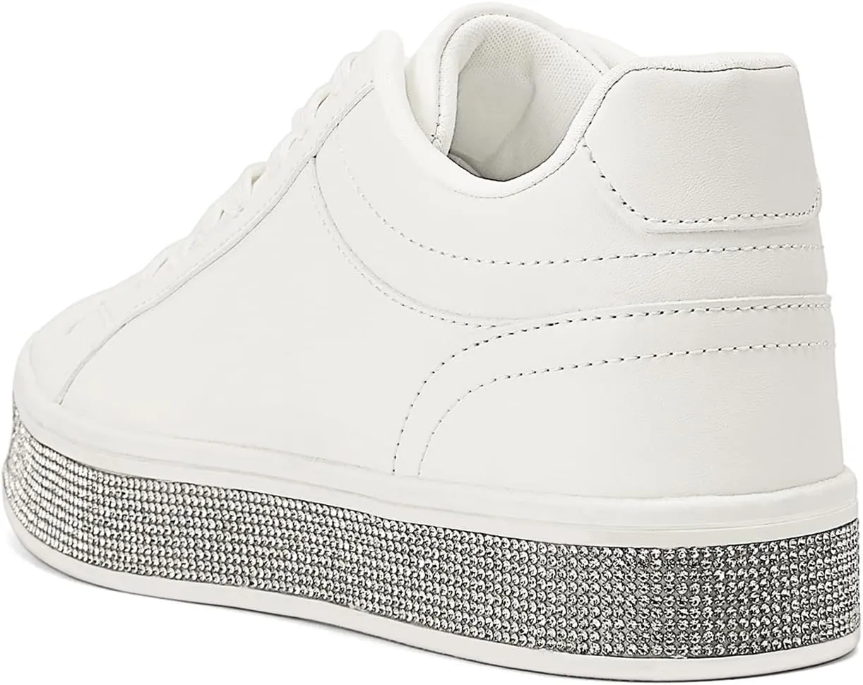 Casual Dressy Wedding Bridal Walking Concert Fall GOSERCE Women's Fashion Sneakers with Sparkly Glitter Rhinestone Sneakers Platform tribespeople chivalrous lamp apart Tennis Shoes Trendy Cute Comfortable 