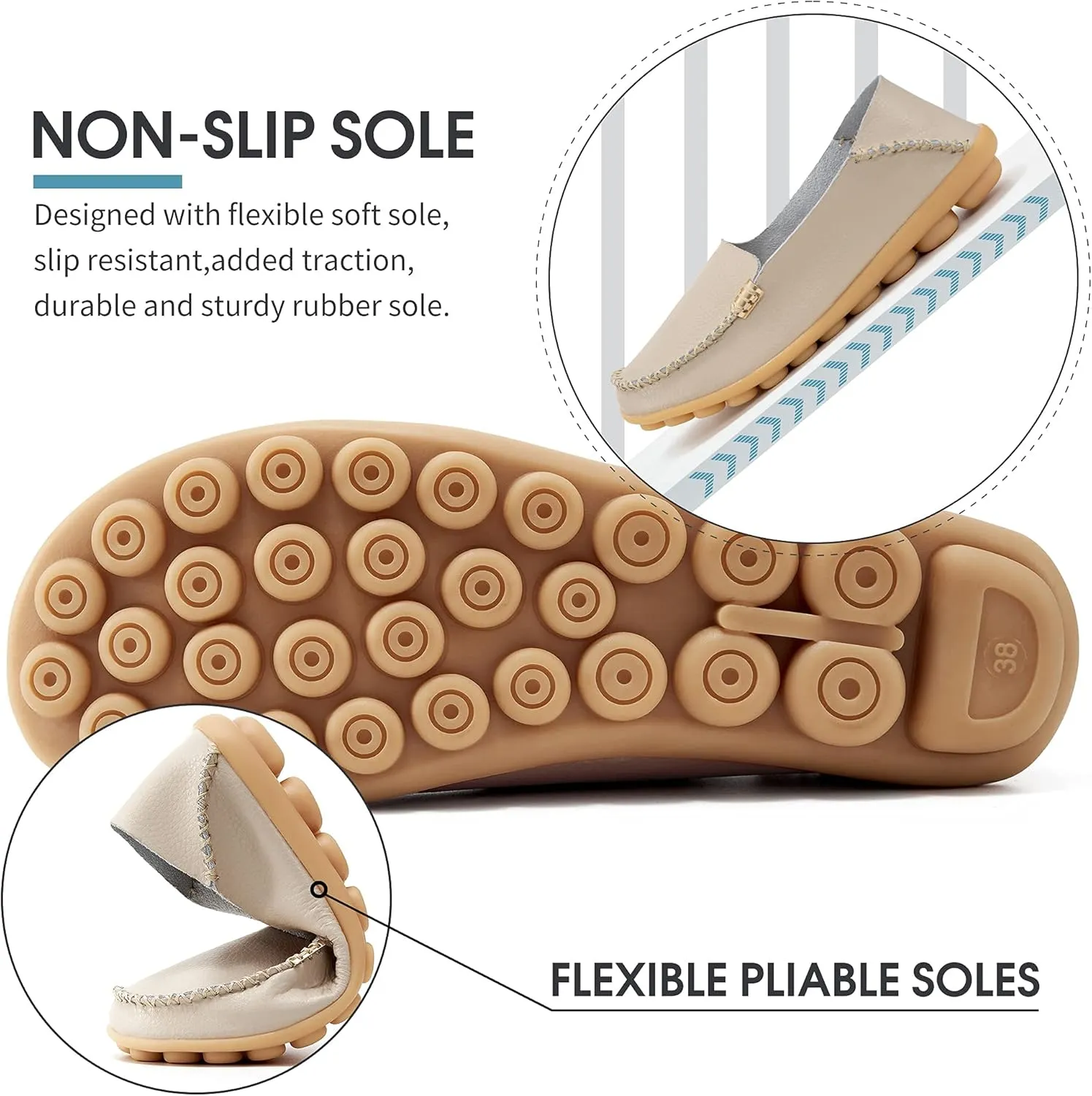 Casual Round Toe Moccasins Wild Driving Flats Soft Walking neuron tube cling immunity Shoes Women Slip On DUOYANGJIASHA Women's Comfortable Loafers 