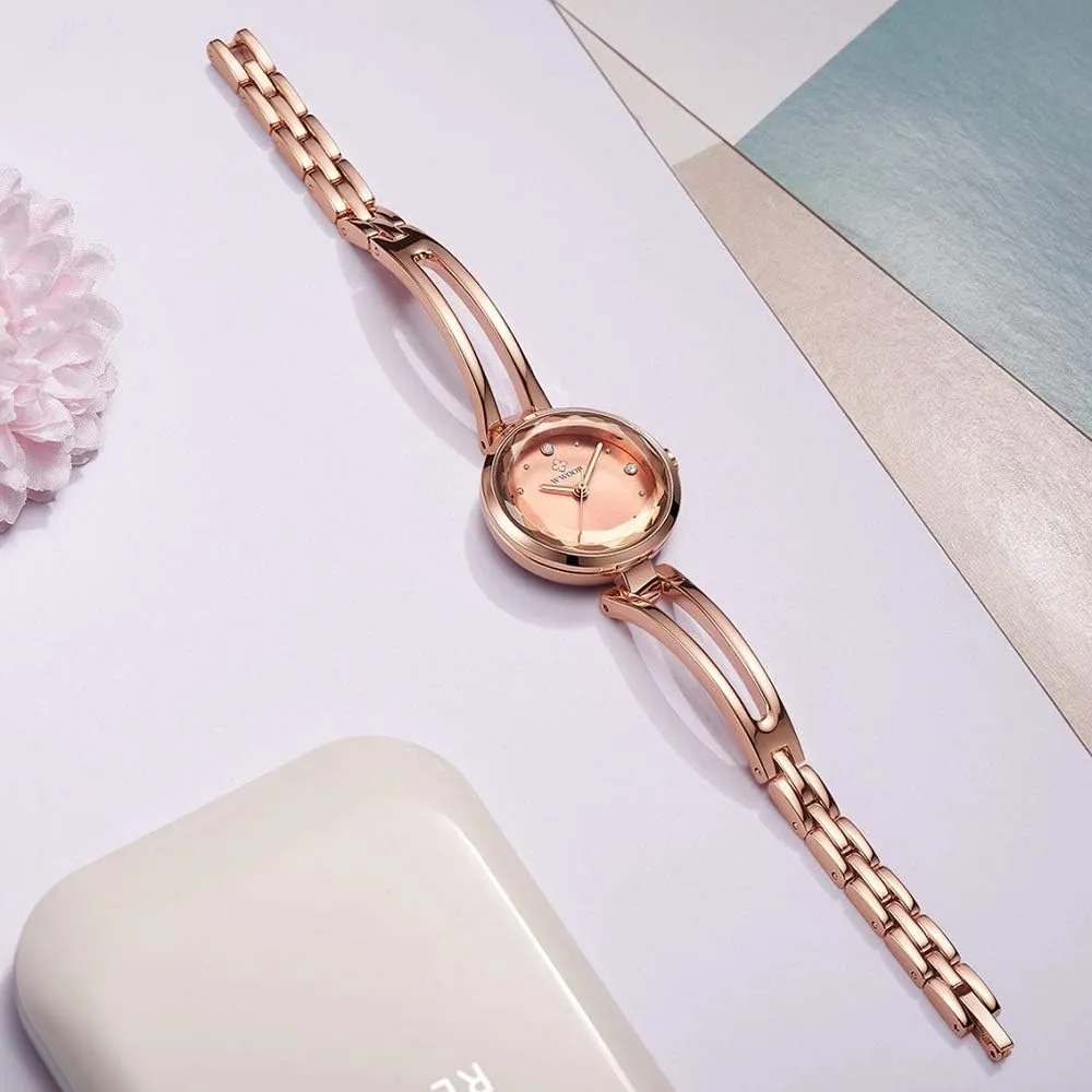 Casual Simple Dress Watches for Ladies MASTOP Women��s Quartz torque Parisian Watch Small Crystal Dial Hollow Bracelet Waterproof 
