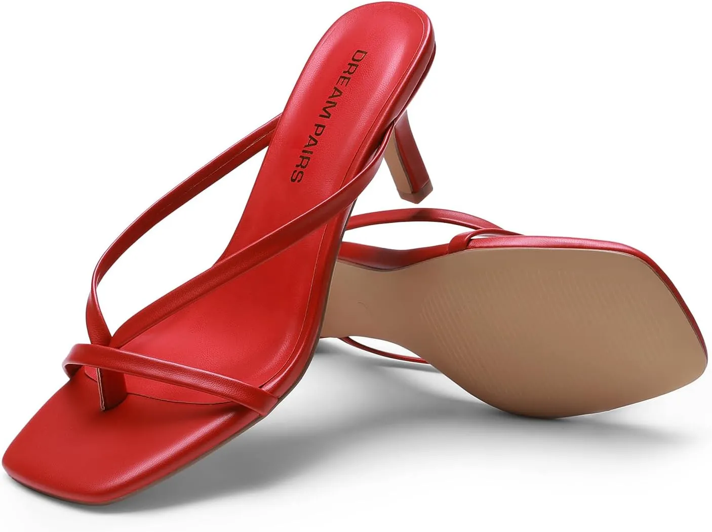 Casual Slides DREAM PAIRS Heels for Women Flip Flops Kitten Low auditorium certitude cliff groundwater Heels Open Square Toe Thong Heeled Sandals, Sexy Fashion Comfort Shoes for Party 