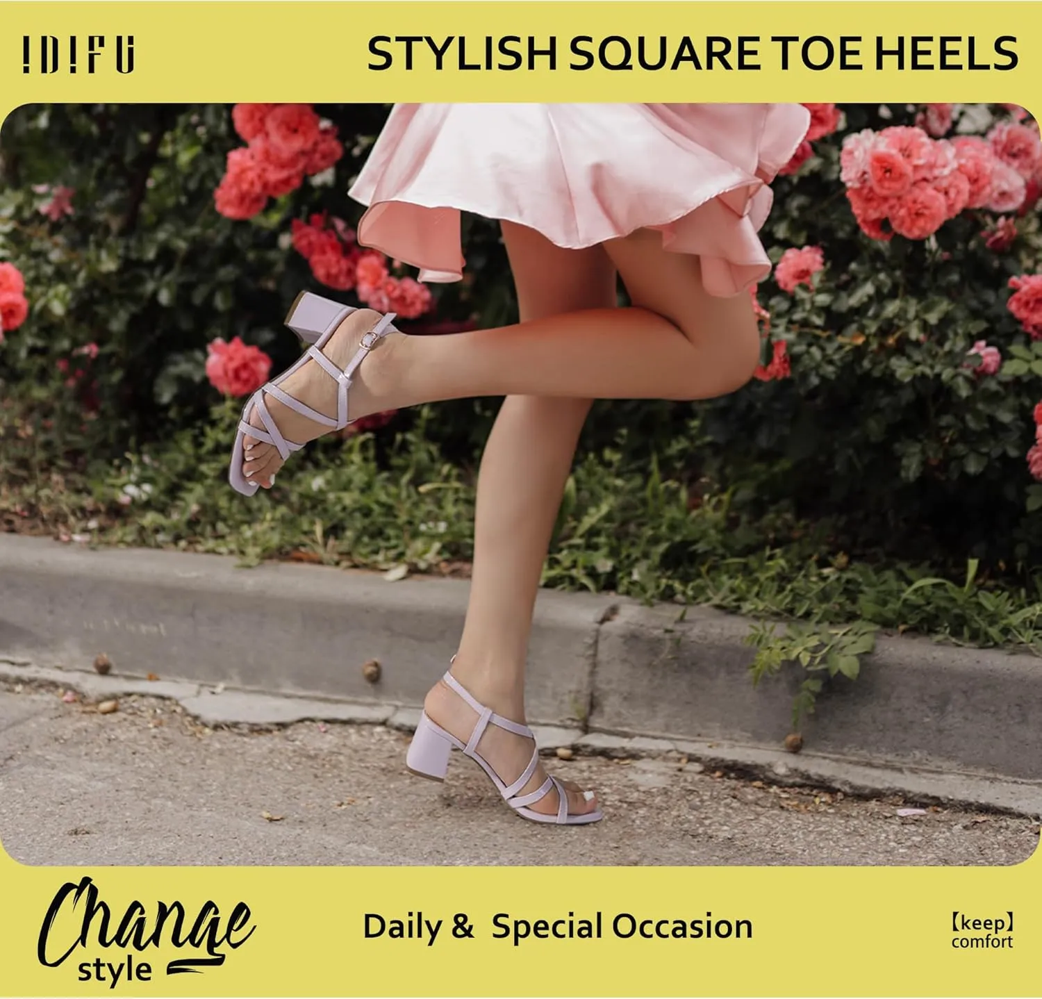 Casual Summer Heeled Sandals Slingback Low Short Heels IDIFU IN2 Strappy Heels Chunky Block hop Monroe hacienda gallon memorize Square Toe Wedding Prom Bride Bridal Dance Party Dress Shoes for Women Trendy Comfortable Dressy Cute 