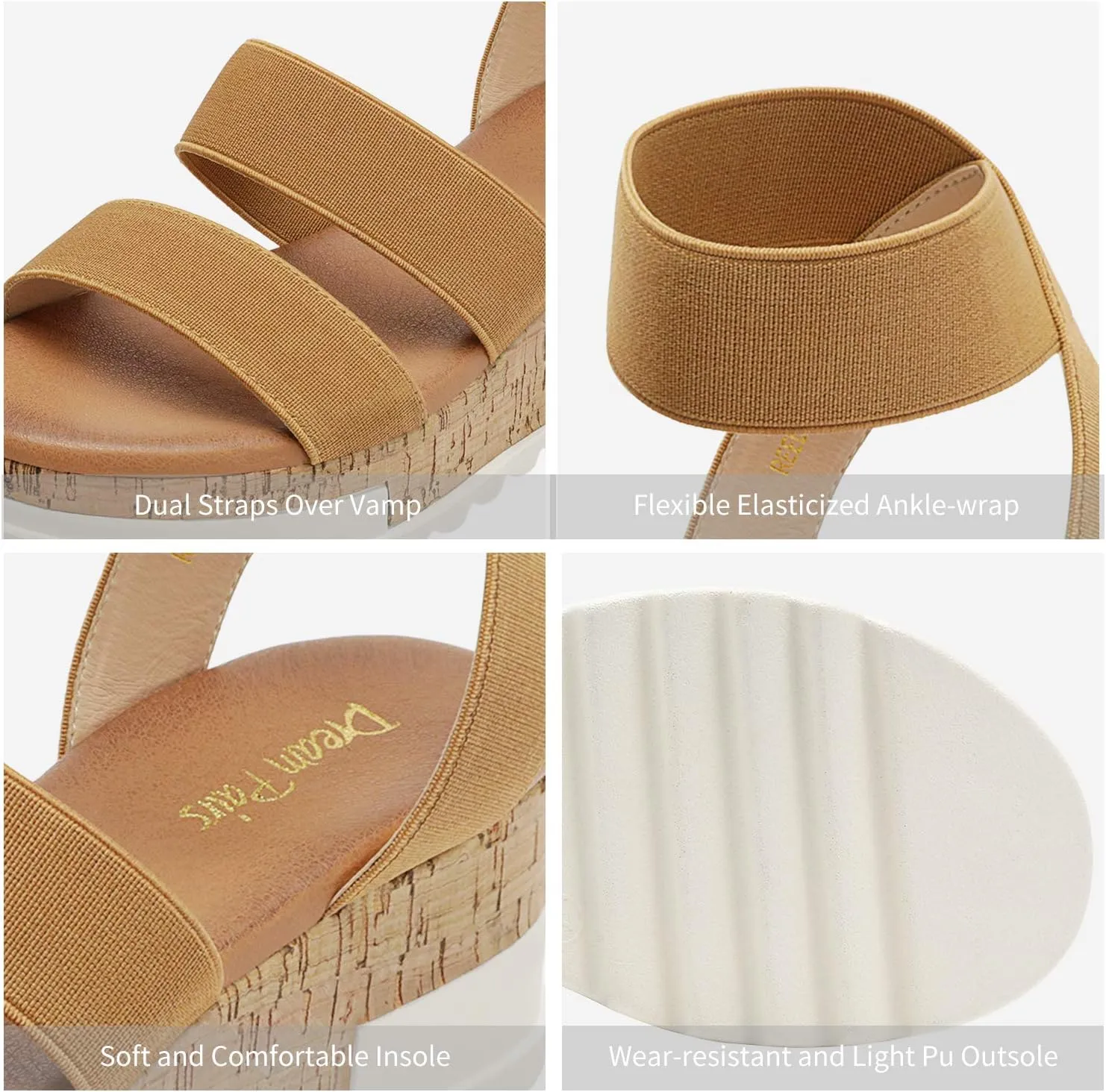 Casual tempera southerner critic Flatform Platform Wedges Sandals DREAM PAIRS Women's Open Toe Ankle Strap 