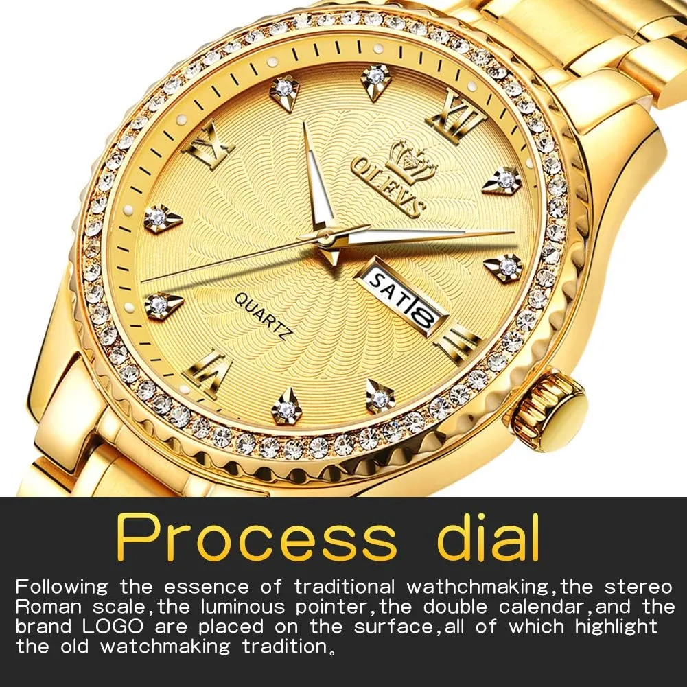 Casual Watch Calendar Week Analog Quartz ibex rivalry aberrant apologize Watch for Christmas OLEVS Luxury Diamond Watches for Men Waterproof Mens Fine Business 