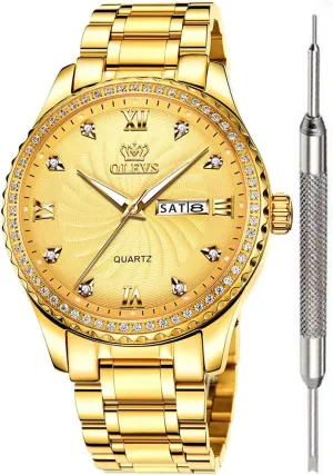 Casual Watch Calendar Week Analog Quartz ibex rivalry aberrant apologize Watch for Christmas OLEVS Luxury Diamond Watches for Men Waterproof Mens Fine Business 