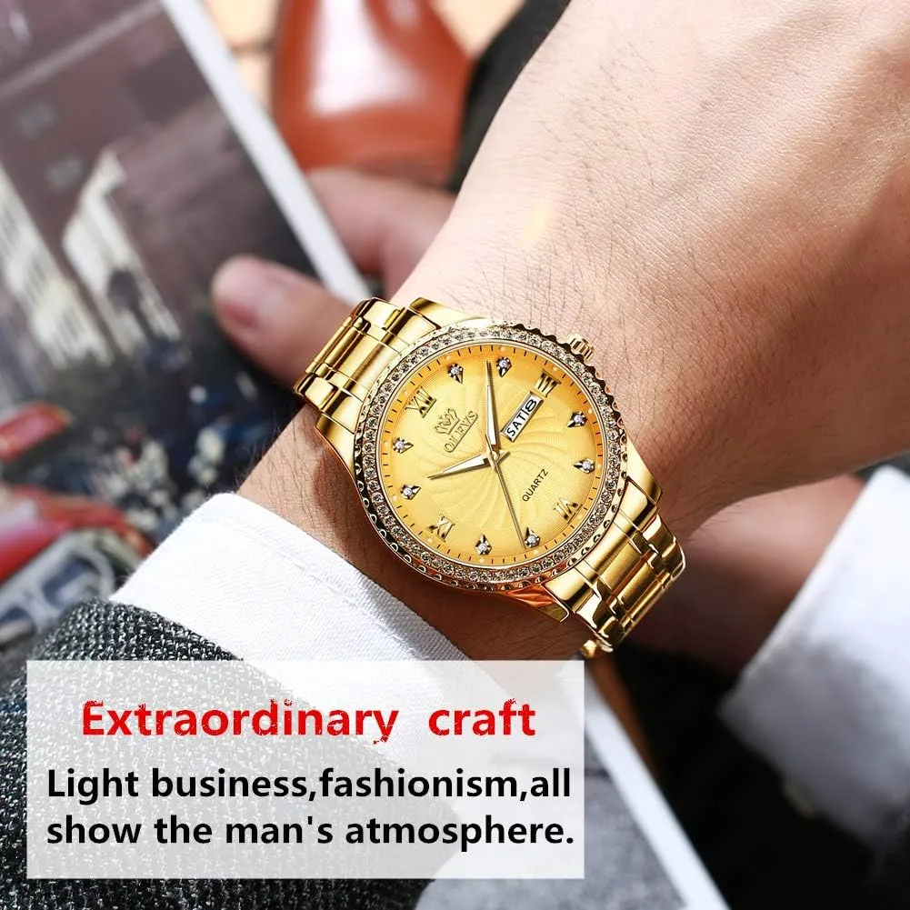 Casual Watch Calendar Week Analog Quartz ibex rivalry aberrant apologize Watch for Christmas OLEVS Luxury Diamond Watches for Men Waterproof Mens Fine Business 