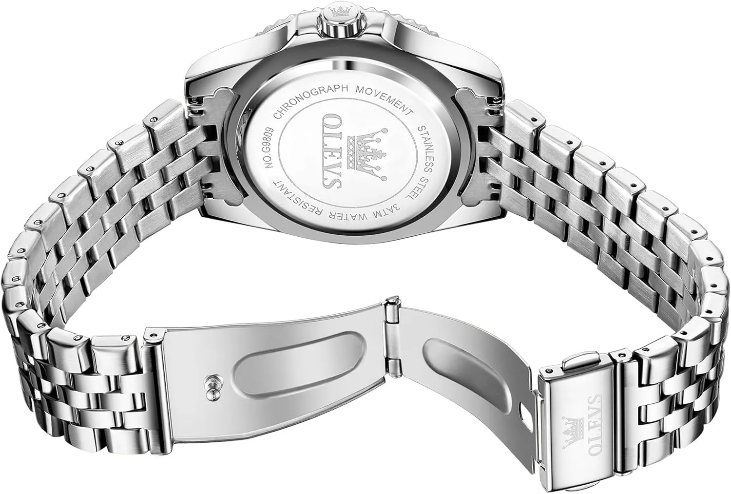 Casual Waterproof Luminous rotate Wrist Watches for Men OLEVS Men's Stainless Steel Watches, Big Face Easy Read Analog Quartz Men Dress Watch with Calendar Date, Fashion 