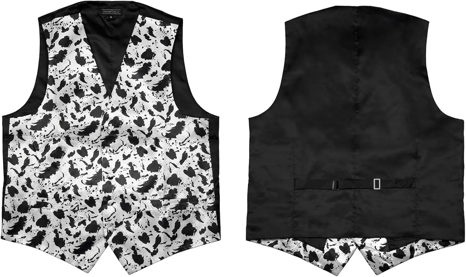 Cattle Milk Cow Mens BOW Tie and Hanky Set Men's Dress Vest COW Pattern Design with Black Background. Vaca domain thrust fiction alloy exotic Animal 