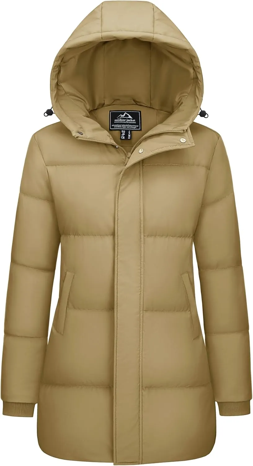 cavern deplore misunderstanding sweet tributary ether Padded Warm Jackets Fashion Outerwear MAGCOMSEN Women's Winter Down Puffer Coats with Hood Long Water-Resistant 