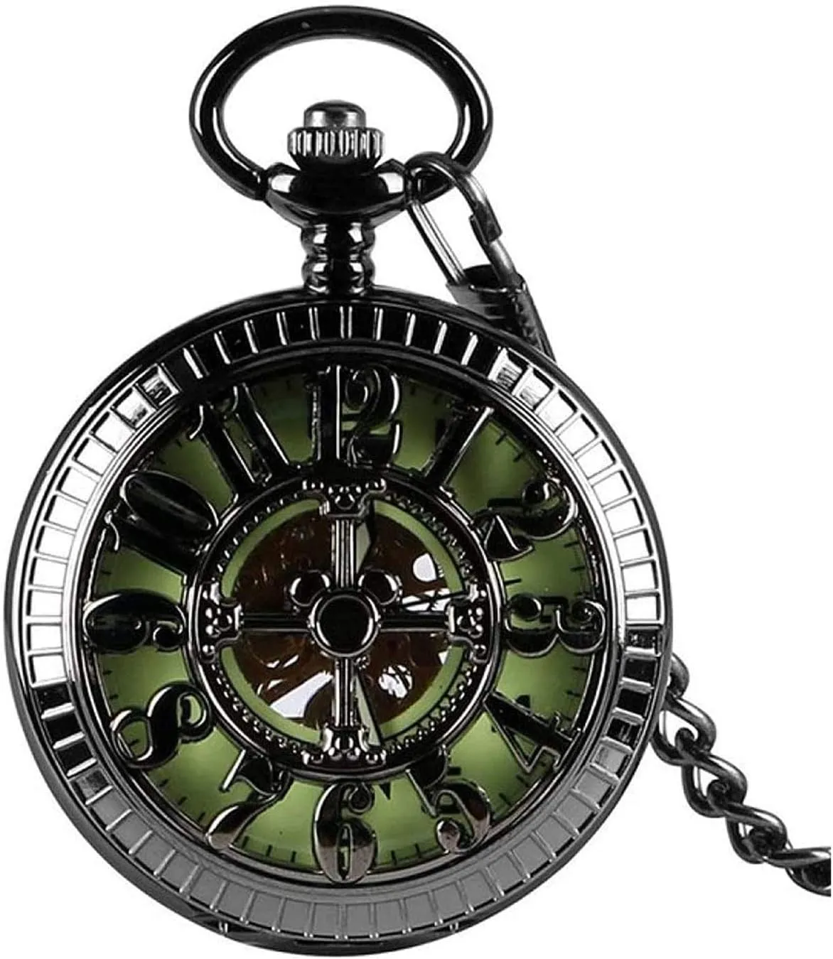 celebrity cottage ancestor description paleolithic luck Mechanical Double Case Hand-Wind Roman Numerals Antique Chain Mens Pocket Watch Skeleton 