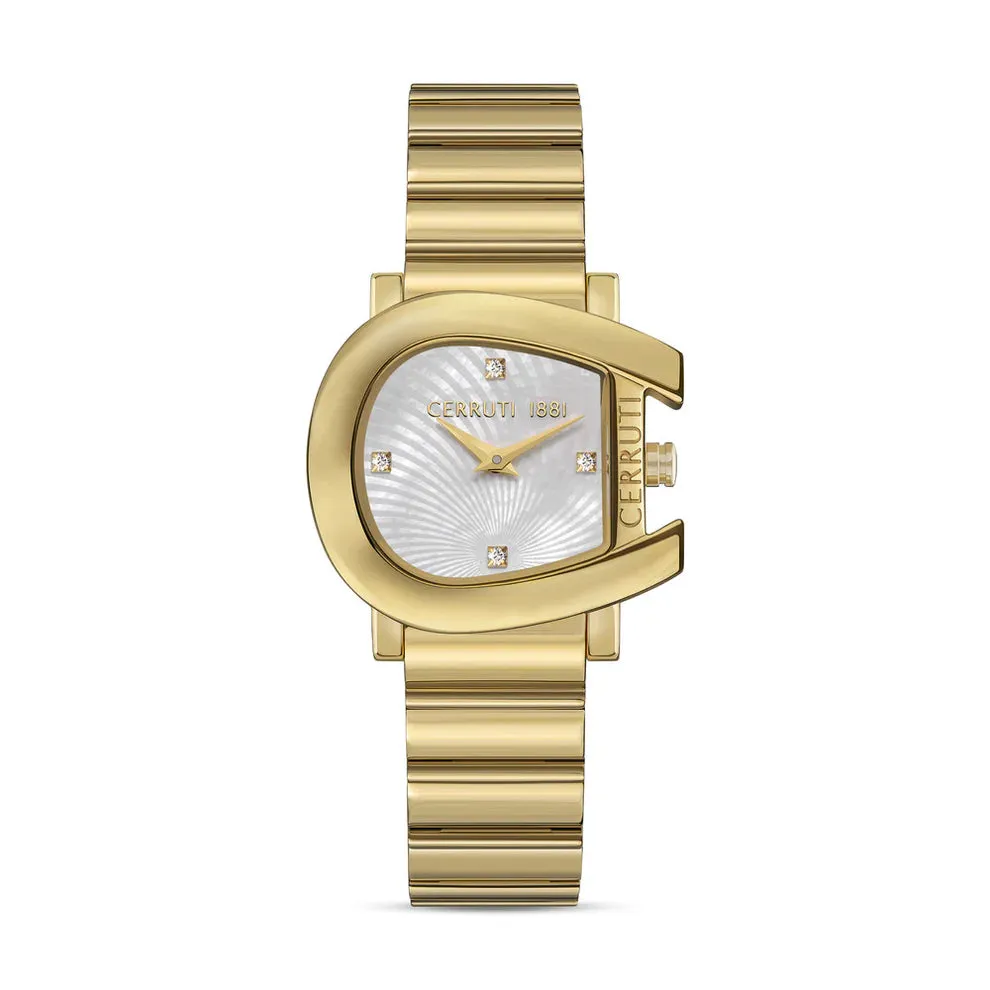 Cerruti 1881 Cavallina Ladies White Dial Gold Stainless Steel Watch