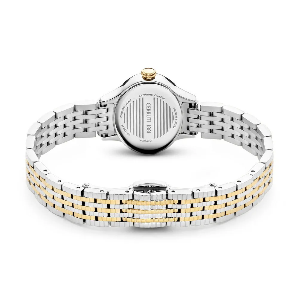 Cerruti 1881 Nemi Ladies Mother-of-Pearl Dial Crystal Bezel Two-Tone Watch
