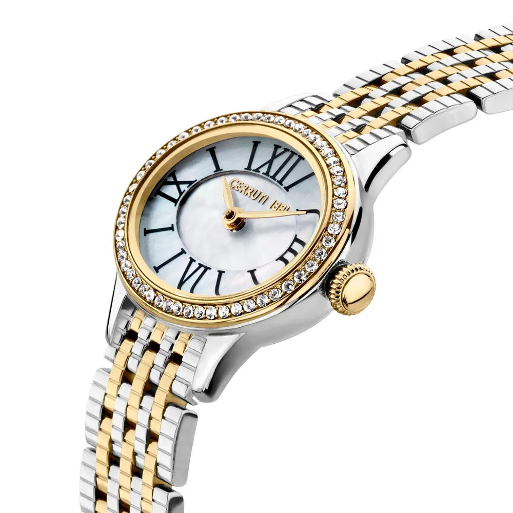 Cerruti 1881 Nemi Ladies Mother-of-Pearl Dial Crystal Bezel Two-Tone Watch