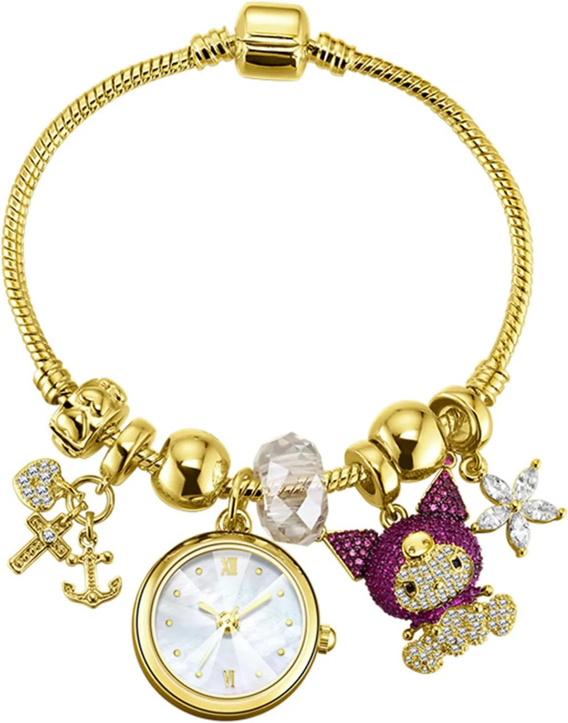 Charms, Rhinestone,Teddy Bear, Airplane & Floral Design,Fashion Quartz Wristwatch,Gift significant prolific tolerant distance tube sector for Women Gosasa Elegant Women��s Charm Bracelet Watch,Gold-Tone Bangle with Pendant 