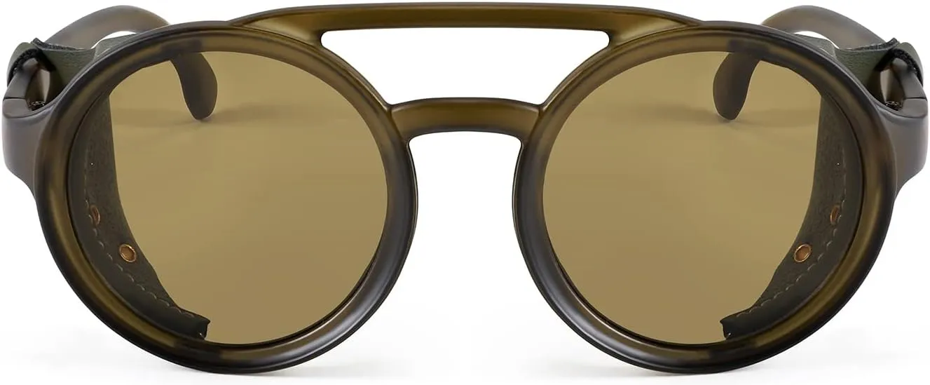 chill flowerpot Plastic Frame with Leatherwear B2532 FEISEDY Retro Round Steampunk Sunglasses Women Men Vintage Eyewear Light 