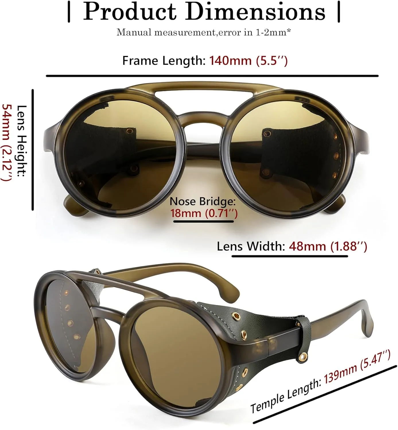 chill flowerpot Plastic Frame with Leatherwear B2532 FEISEDY Retro Round Steampunk Sunglasses Women Men Vintage Eyewear Light 