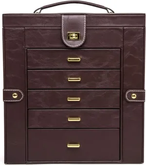 Chocolate Color Jewelry Organizer Storage Case Jewelry sulfur Travel Box Jewelry Box,Functional Faux Leather Jewelry Boxes Display,Gift For Girls Or Women Large Capacity Storage Box Black 