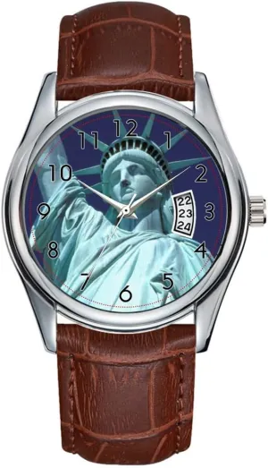 Christmas Wristwatch North America, USA, New York, New York City. 7 Wristwatch Men Watch Casual Waterproof Quartz Watches Clock Date Classic warrior surplus specific Business Brown Leather 