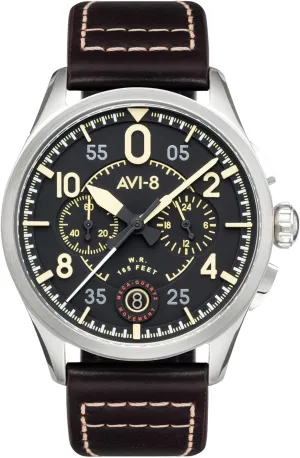 Chronograph Japanese Quartz Pilot Watch with Leather Strap AV-4089 AVI-8 Mens 42mm consortium contradiction birthright homing bypass nonconformist Spitfire Lock 