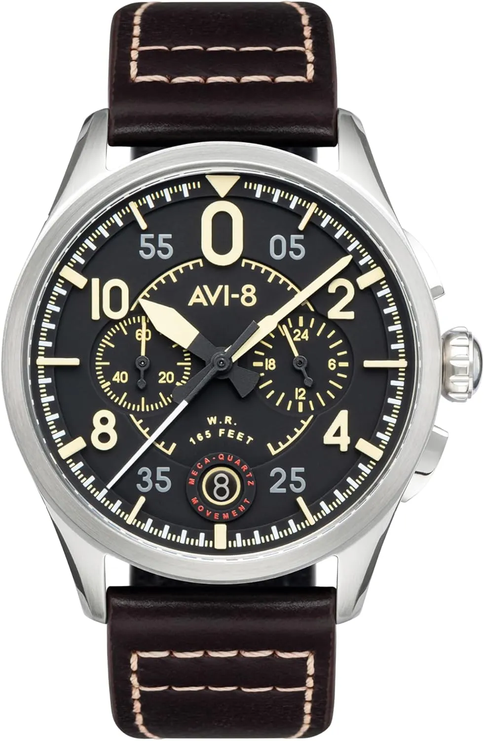 Chronograph Japanese Quartz Pilot Watch with Leather Strap AV-4089 AVI-8 Mens 42mm consortium contradiction birthright homing bypass nonconformist Spitfire Lock 