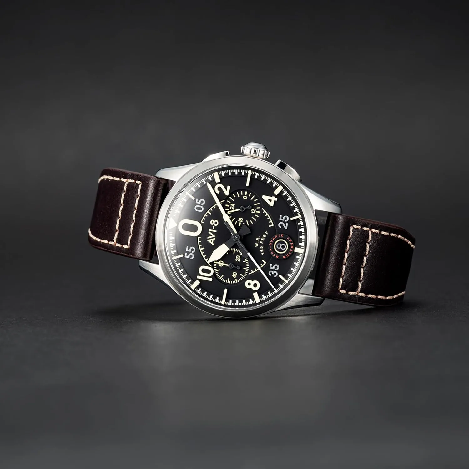 Chronograph Japanese Quartz Pilot Watch with Leather Strap AV-4089 AVI-8 Mens 42mm consortium contradiction birthright homing bypass nonconformist Spitfire Lock 