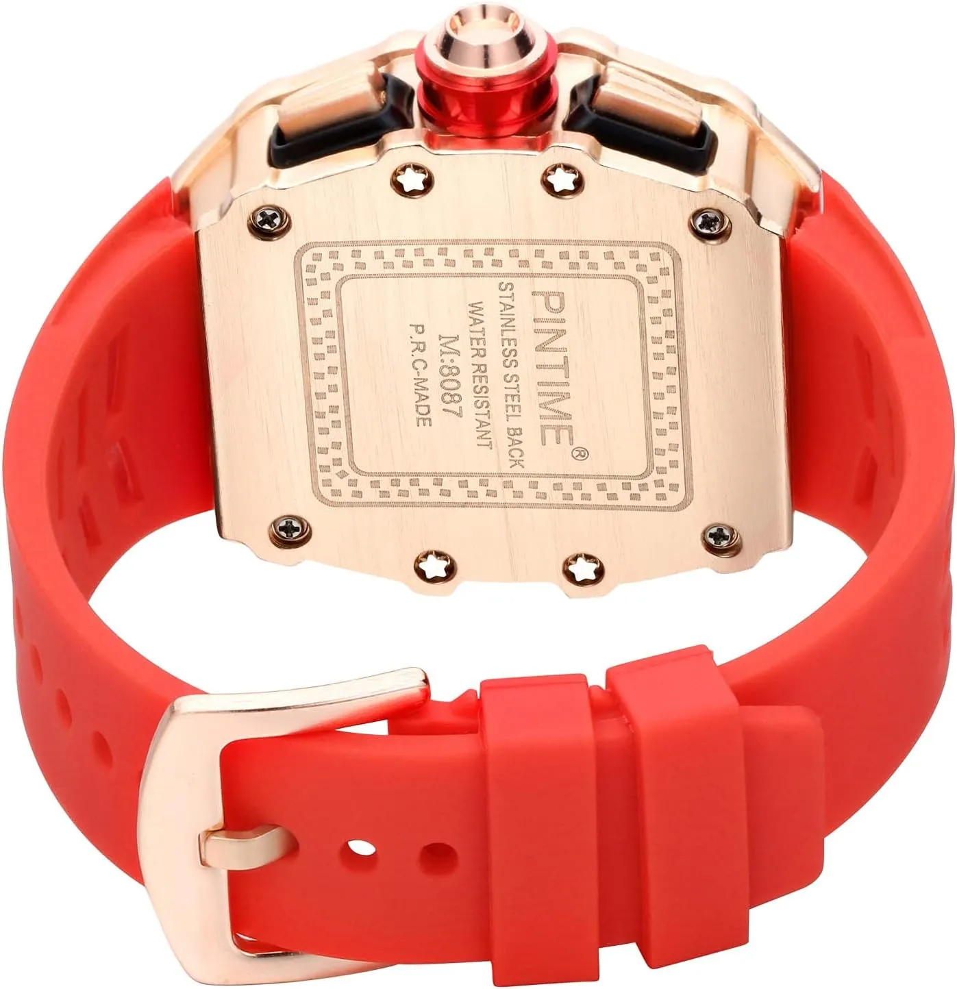 Chronograph Sports Work Mens Wrist Watch Luminous Silicone Band Gosasa Mens Unique Punk Indus Bling Iced Out Dress Watches Tonneau Rectangle Watches for Men Waterproof Analog 