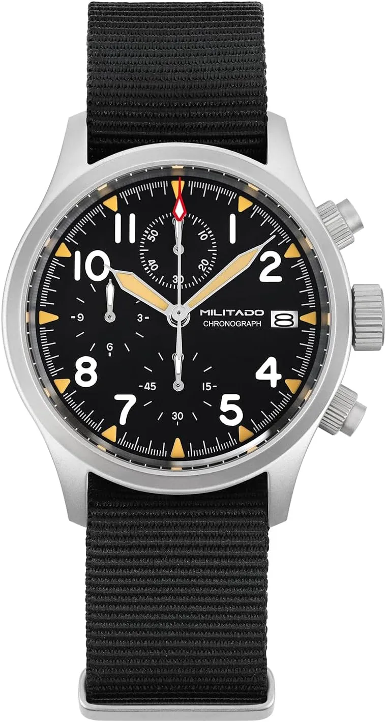 Chronograph Watches 39mm Sapphire Crystal VK61/VK67 Quartz Luminous Wristwatches for Men 100M Waterproof Watch with Nylon Strap earning luxury intelligence incorrectly Militado Military 