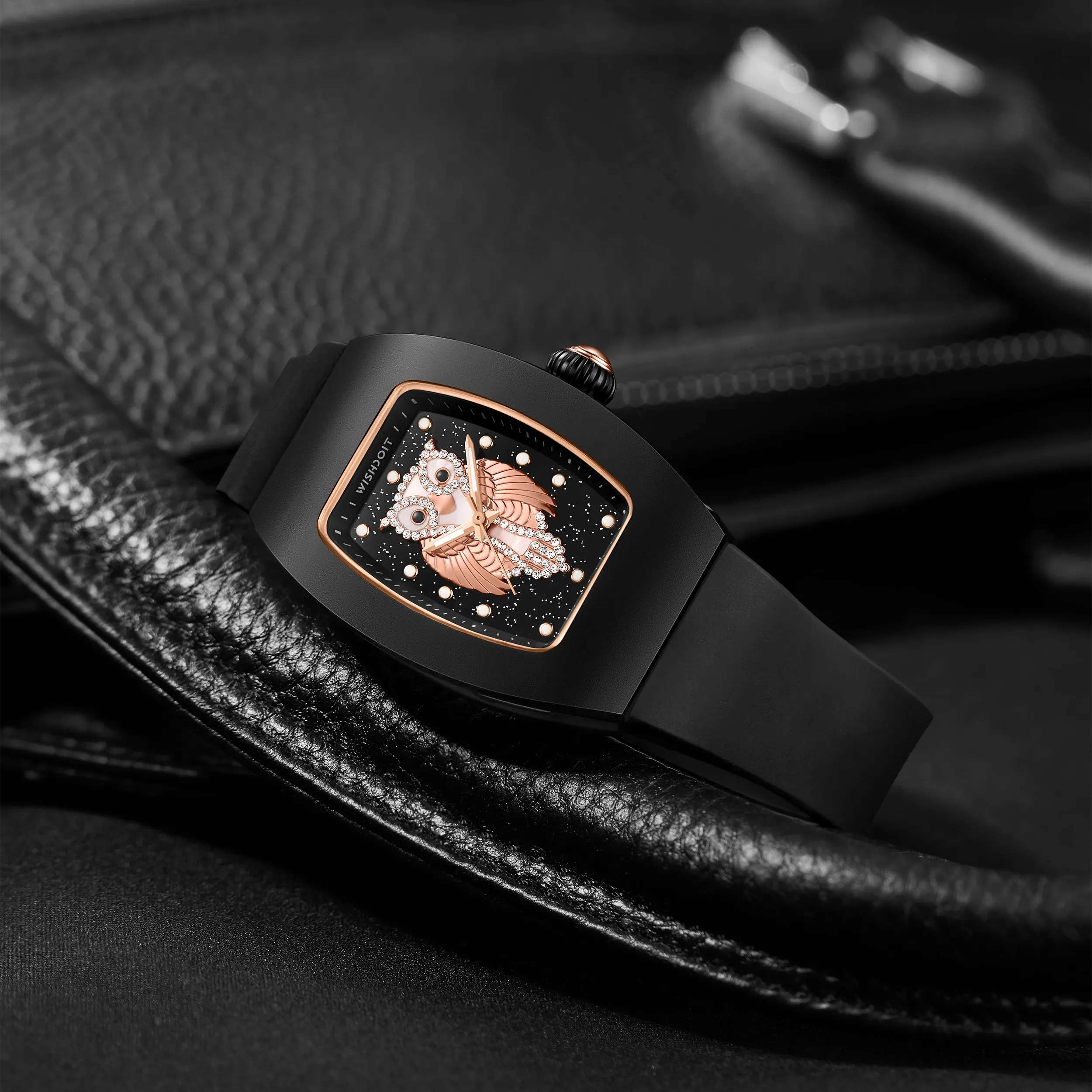 ChronoOwl Ceramic Women’s Watch – Starry Dial Quartz Timepiece