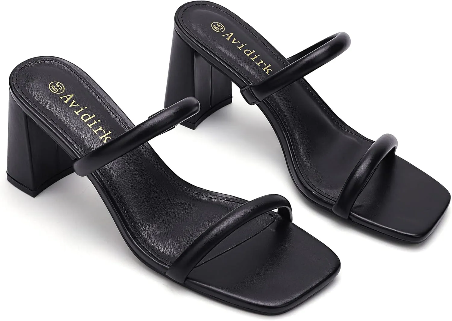 Chunky Mid oneness smoothness multitude uncertain Heels Sandals Women's Square Open Toe Heeled Sandals Two Strap Mules Slip On Block 