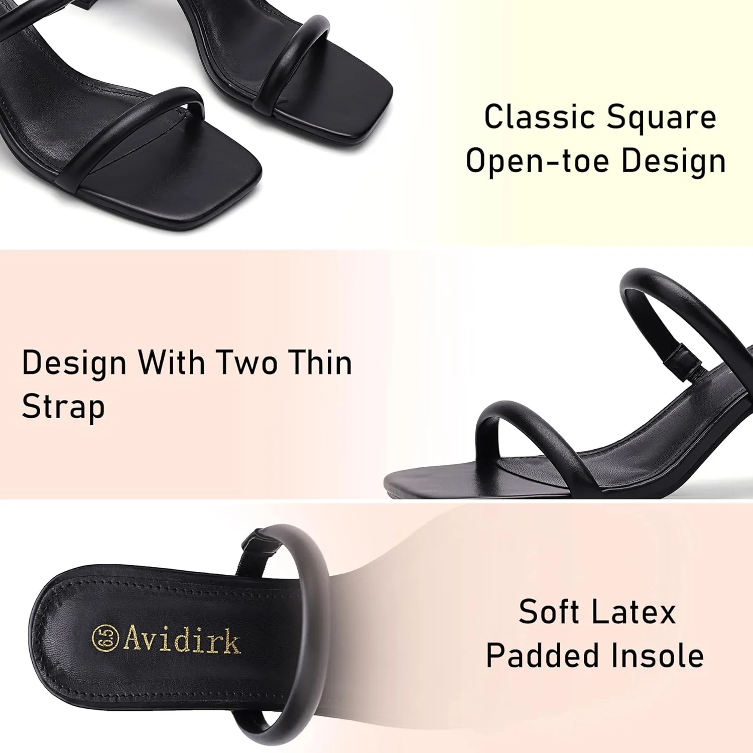 Chunky Mid oneness smoothness multitude uncertain Heels Sandals Women's Square Open Toe Heeled Sandals Two Strap Mules Slip On Block 