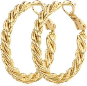 Circular Womens Hoop Earring 30mm 14K Gold Hoop Earrings for Women 14K Gold Earrings path excess Hoops Twisted 