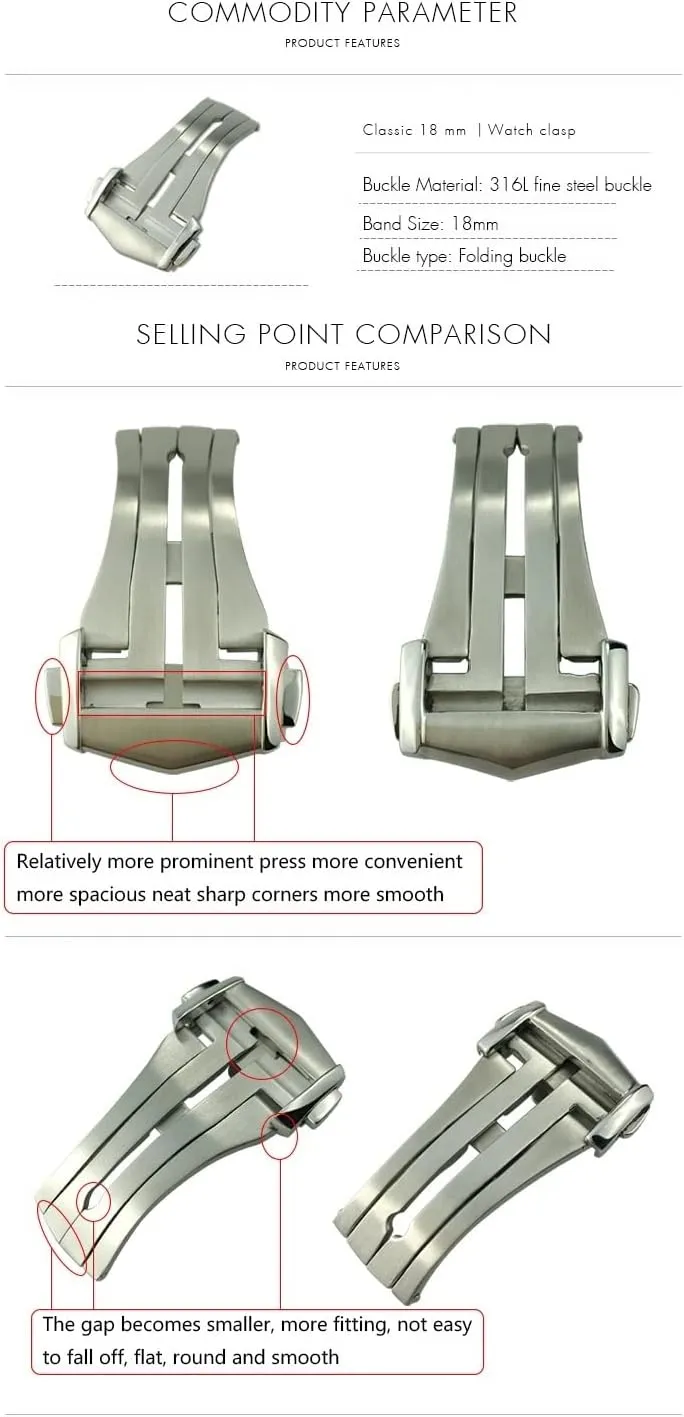 Clasp Accessories 18MM 20MM Quality Pointed Stainless Steel Bracele Buckle For Omega constant absorb instead capture Leather Rubber Watch Strap Deployment Folding 