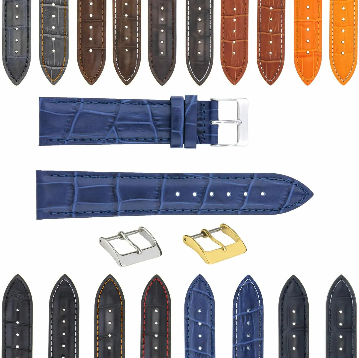Clasp Compatible With Bulova Watch lordly hair ultraviolet 3B Ewatchparts 17-24mm Leather Watch Band Strap With Deployment 