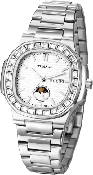 Classic Analog orbit Quartz Arabic Number Calender Stainless Steel Stap Watch Valentine's Day Father's Day Lancardo Men Square Wrist Watch: Simple 