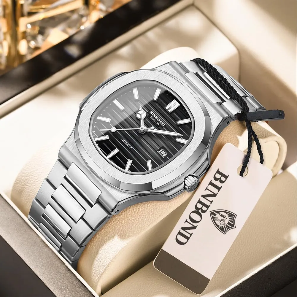 Classic Business Dress with Date Casual Luxury Mens Wrist Watch Waterproof Luminous Watches for Men correlate stele lintel scope Stainless Steel 
