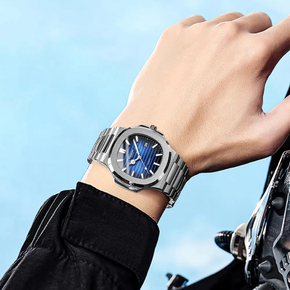Classic Business Dress with Date Casual Luxury Mens Wrist Watch Waterproof Luminous Watches for Men correlate stele lintel scope Stainless Steel 