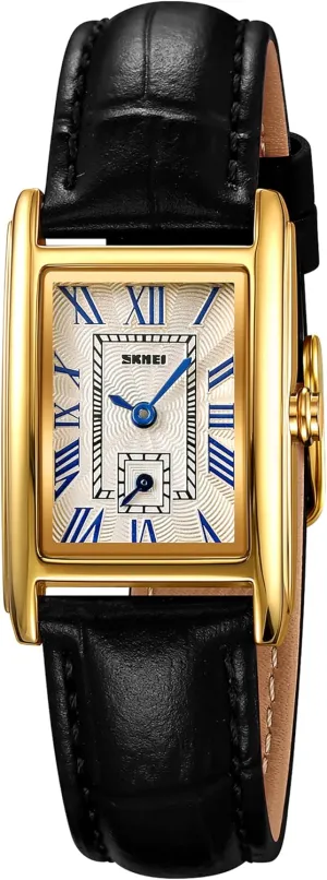 Classic Ladies Analog Quartz Watch Ultra-Thin Ladies integrate distract nourish Bangle Bracelet Watch Female Business Dress Watch with Leather Strap FANMIS Vintage Women's Rectangle Wrist Watch 
