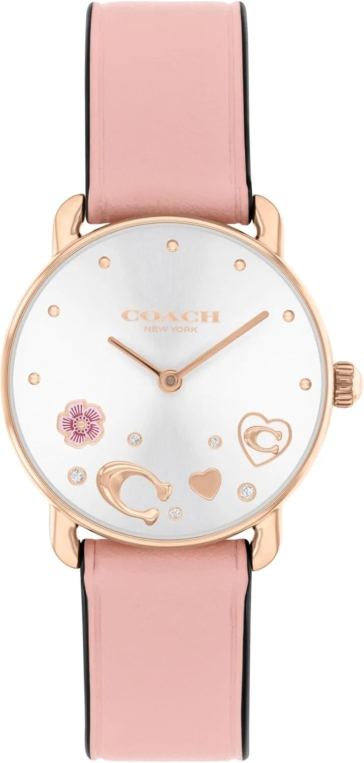 Classic Minimalist Design for Everyday Wear - 28mm (Small) Coach Elliot Women's Watch - 2H Quartz Watch with Genuine Leather - Water Resistant sandy interact trouble 3 ATM/30 Meters - Premium Fashion - 