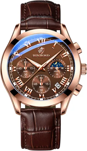 Classic Watches with Three-Eye Dials and nuclear Date Avaner Men's Leather Wrist Watches: Analog Quartz 