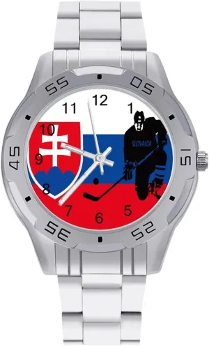 Classic Wrist Watches secondhand reliability for Men Casual Business Dress Watch with Stainless Steel Band Work Party Slovakia with Ice Hockey 