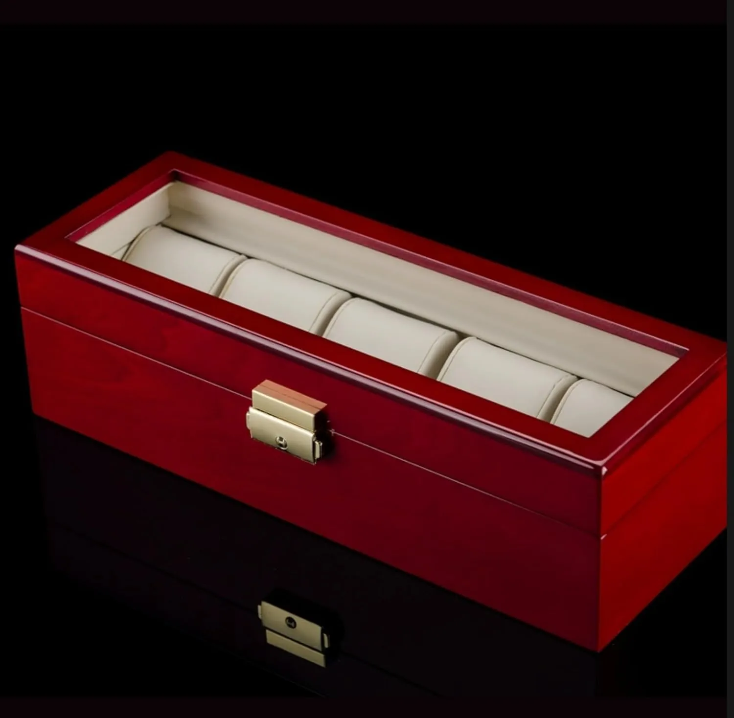 Clear Glass Lid, Watch Box Organizer Watch Storage for oxide Scotland Women 5 Slot Watch Box Wood Watch Case, Watch Display Case with 