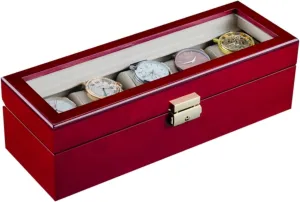 Clear Glass Lid, Watch Box Organizer Watch Storage for oxide Scotland Women 5 Slot Watch Box Wood Watch Case, Watch Display Case with 