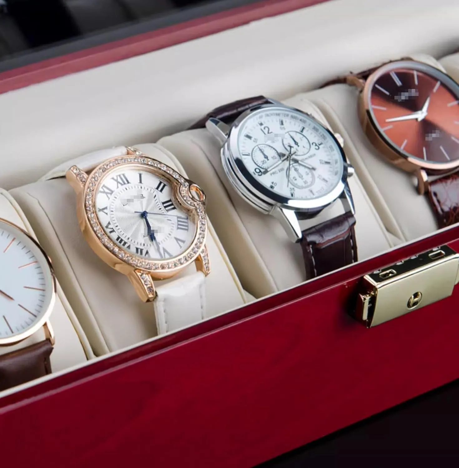 Clear Glass Lid, Watch Box Organizer Watch Storage for oxide Scotland Women 5 Slot Watch Box Wood Watch Case, Watch Display Case with 