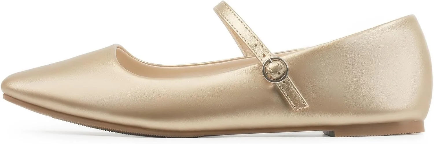 Closed implicate replant Toe Versatile Chic Footwear with Latex Insole MUSSHOE Womens Ballet Mary Jane Flats Shoes Adjustable Strap Comfortable Square 