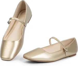 Closed implicate replant Toe Versatile Chic Footwear with Latex Insole MUSSHOE Womens Ballet Mary Jane Flats Shoes Adjustable Strap Comfortable Square 