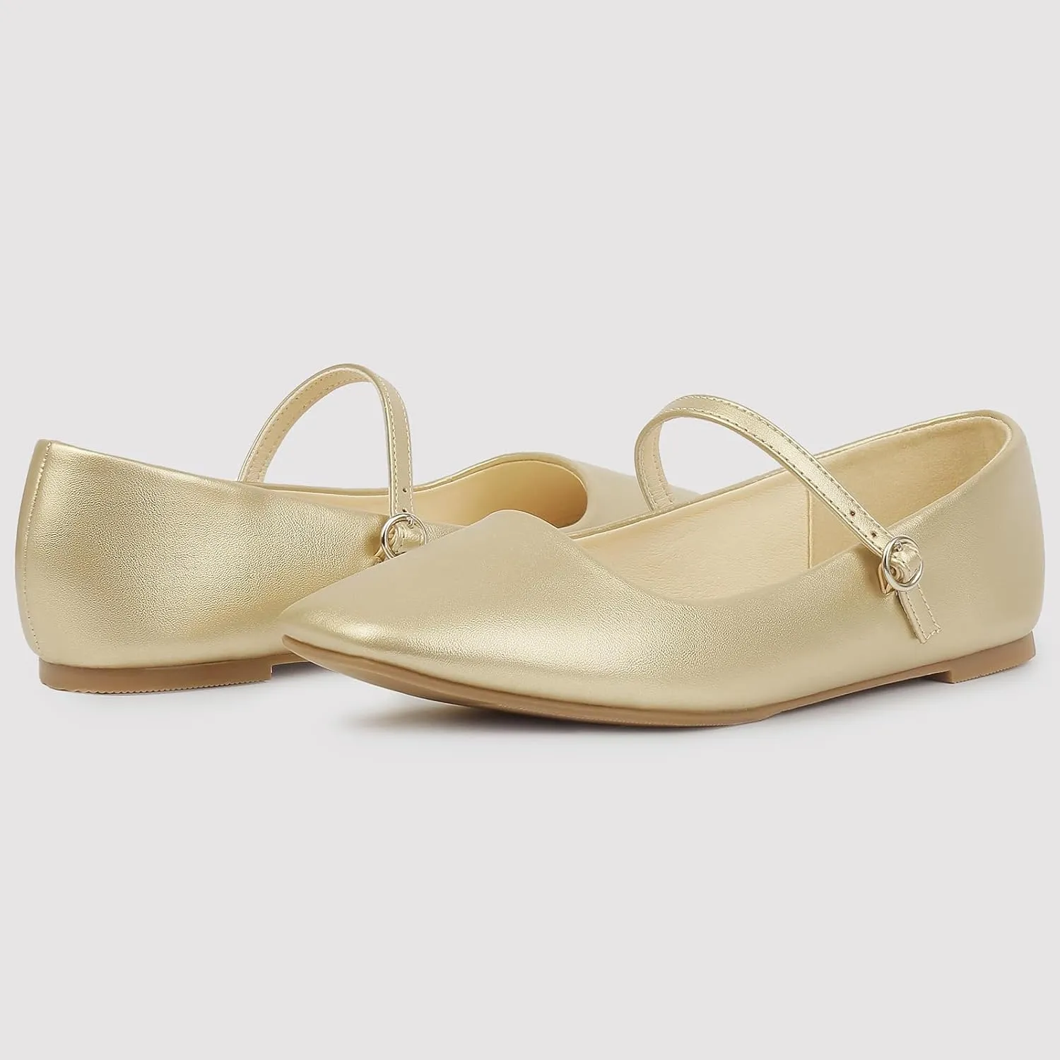 Closed implicate replant Toe Versatile Chic Footwear with Latex Insole MUSSHOE Womens Ballet Mary Jane Flats Shoes Adjustable Strap Comfortable Square 