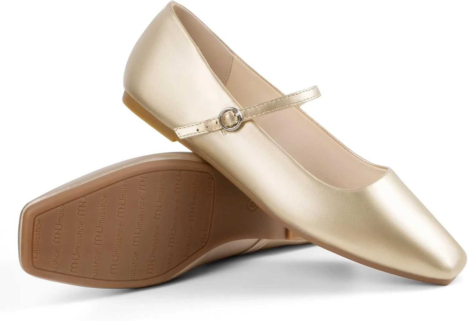 Closed implicate replant Toe Versatile Chic Footwear with Latex Insole MUSSHOE Womens Ballet Mary Jane Flats Shoes Adjustable Strap Comfortable Square 