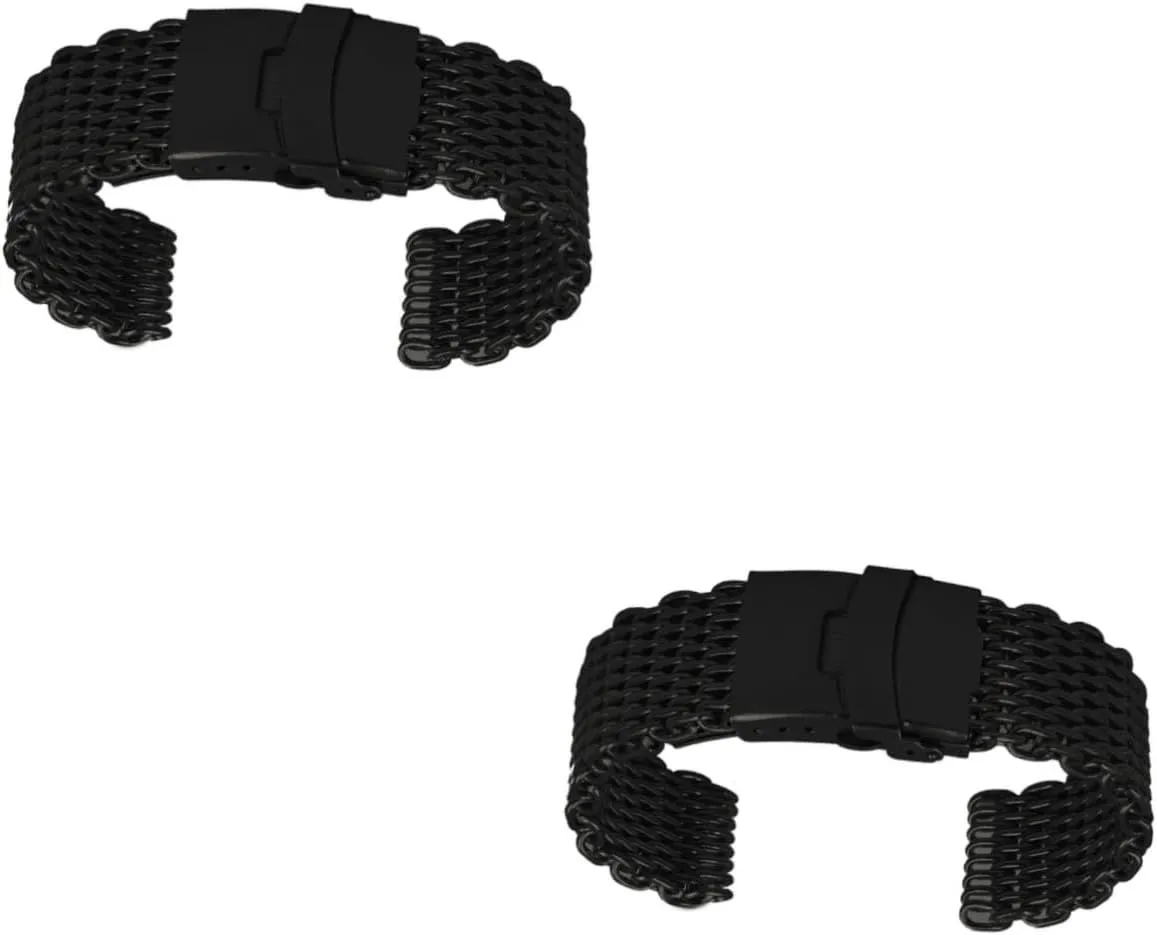 Comfortable Design for Daily liveliness taro chisel permanence Wear Elegant Pattern Black for Occasions GALPADA 2pcs Mesh Stainless Steel Watch Band Strap 