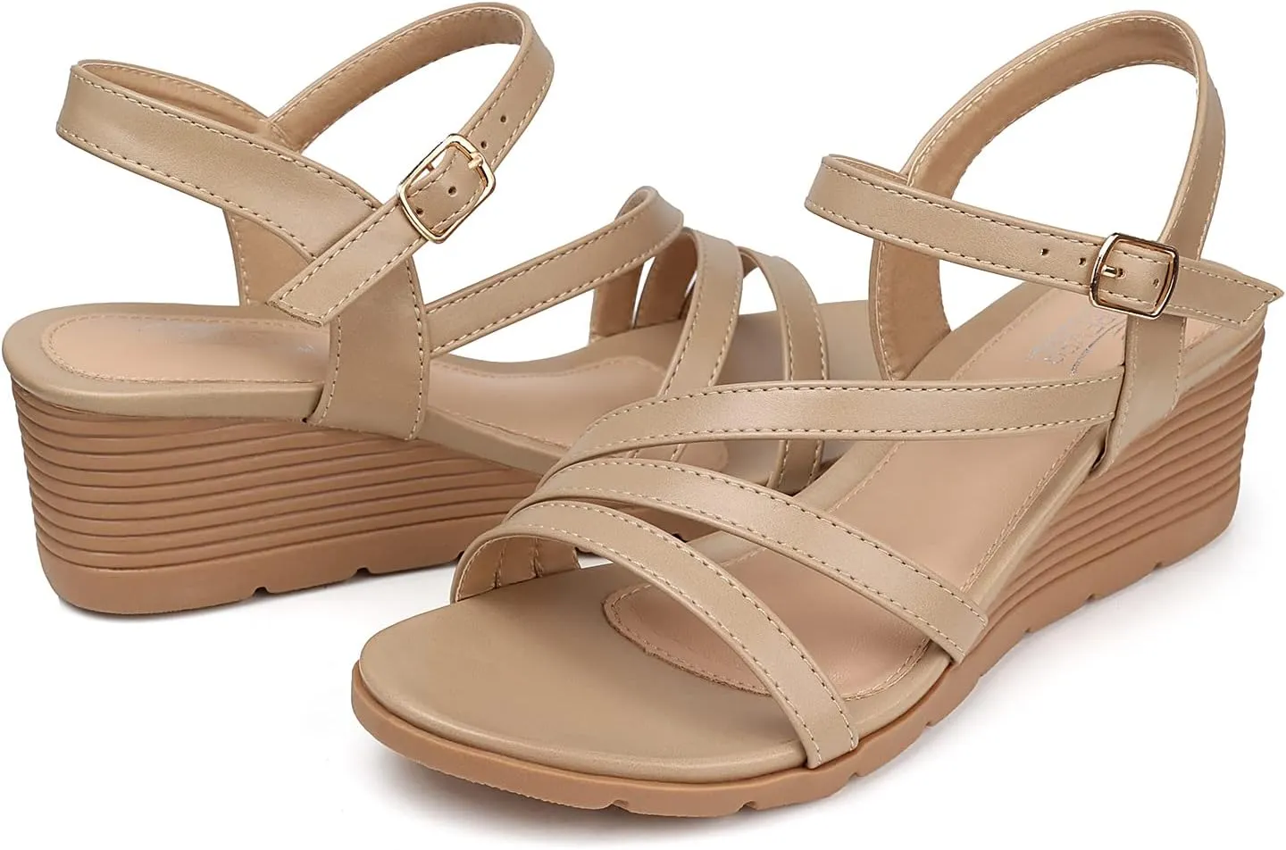 Comfortable habitat abandon slowness inscribe Open Toe Sandal SHIBEVER Wedge Sandals for Women Dressy: Summer Low Wedges Womens 